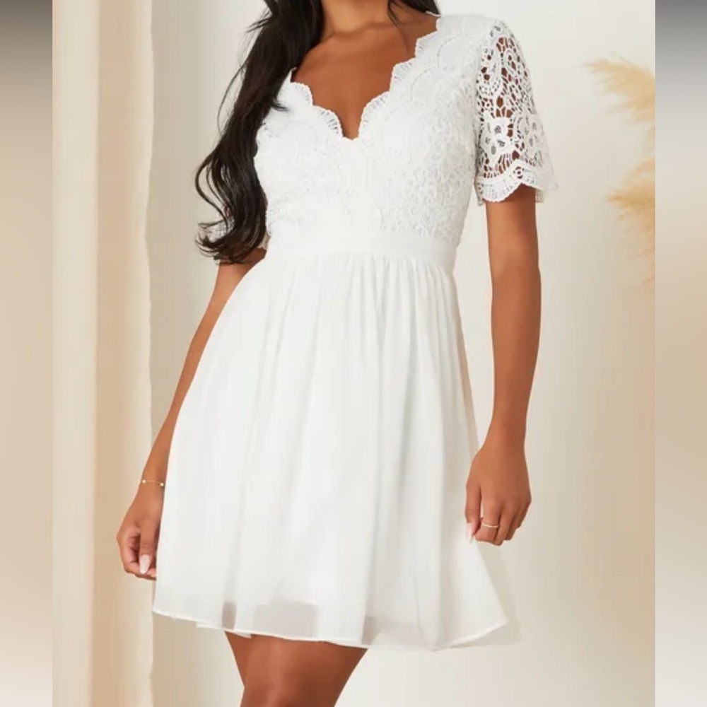 Lulus XS NWT White Angel in Disguise Skater Dress